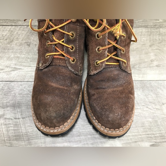 Made in USA Lace-Up Work Lace Up Boots Womens Logger Granny Goth Leather Sz 7.5 - Picture 5 of 11